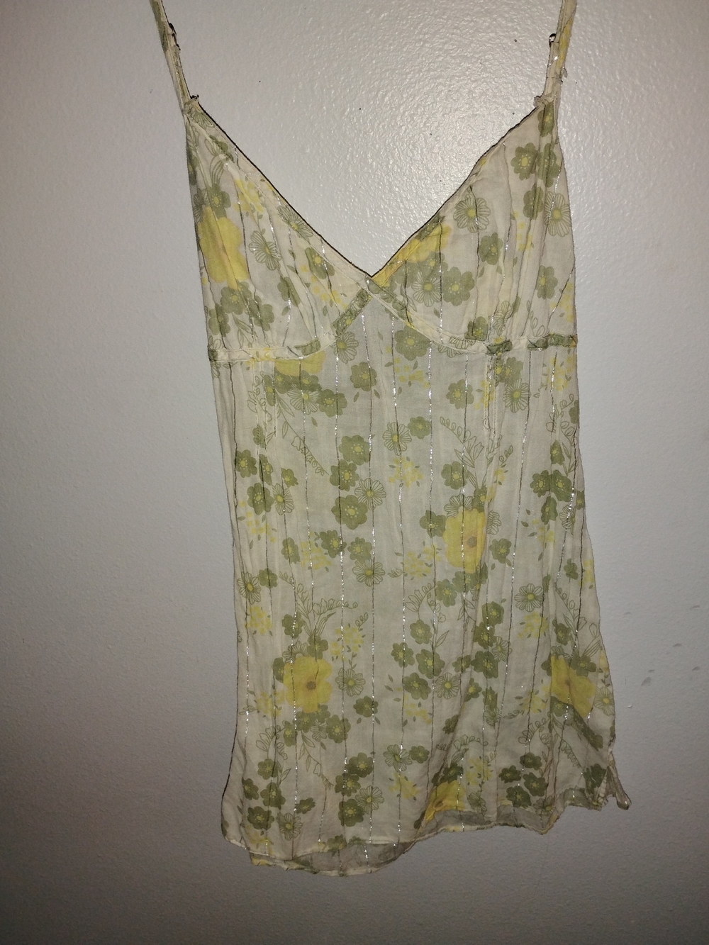 Roxy Yellow and Olive Floral Slip Camisole